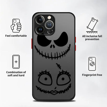 Disney Jack Skelington Cartoon Black Phone Case for Apple iPhone 13 Mini 12 13 11 17 Pro Max 17Air 15 16 14Plus 7 8 XS Max Soft