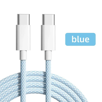 60W PD USB-C To Type C Cable for IPhone 15 16 Pro Fast Charging Wire for Huawei Xiaomi Samsung Colorful Weaving Data Cable Line