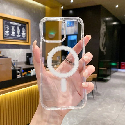 Clear Magnetic Circle Phone Case For iPhone 17 16 15 14 13 12 11 Pro Max XS XR For Magsafe Magnetic Wireless Charging Cases