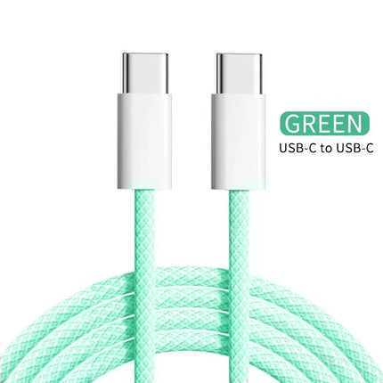 60W PD USB-C To Type C Cable for IPhone 15 16 Pro Fast Charging Wire for Huawei Xiaomi Samsung Colorful Weaving Data Cable Line