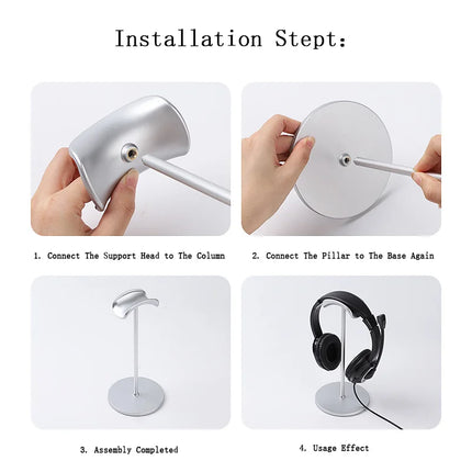 Metal Head-Mounted Headphone Stand Non-Slip Detachable Headset Holder Stand Gaming Earphone Stand for Airpods Max Beats Bose