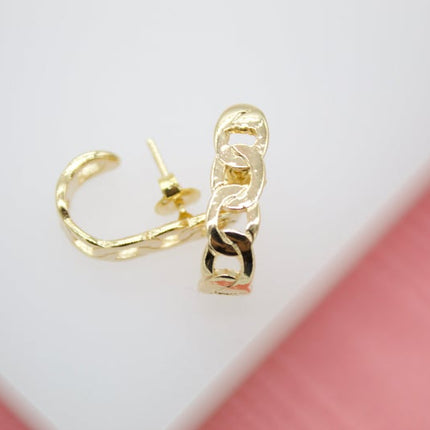 18K Gold Filled Chain Link Stud Earrings (K177)-0