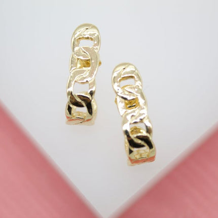 18K Gold Filled Chain Link Stud Earrings (K177)-1
