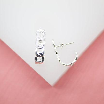 18K Gold Filled Chain Link Stud Earrings (K177)-3