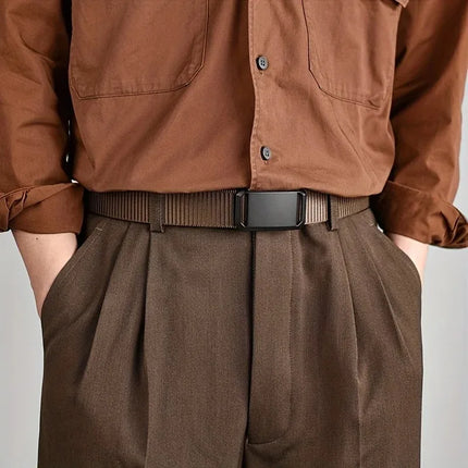 New Business Leisure Style Men's  Automatic Buckle Canvas Belt Durable Quick-Release Belt Outdoor Workwear Waist Belt ﻿