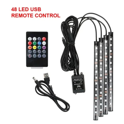 Neon 36 48 72 LED Car Interior Ambient Foot Light Wireless Remote Music APP Control Auto RGB Atmosphere Decorative Lamp