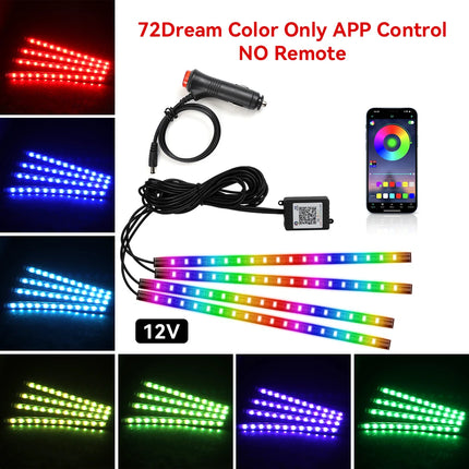 Neon 36 48 72 LED Car Interior Ambient Foot Light Wireless Remote Music APP Control Auto RGB Atmosphere Decorative Lamp