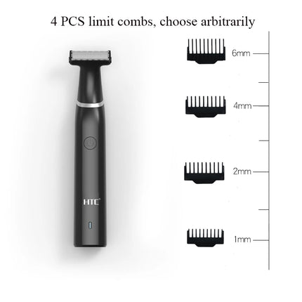 HTC Men's Electric Groin Hair Trimmer Pubic Hair Trimmer Body Grooming Clipper for Men Bikini Epilator Rechargeable Shaver Razor