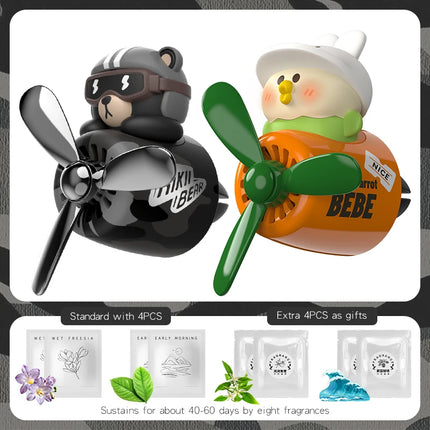 Pilot bear car ornaments vent clip decorations accessories interior rotating plane air fresheners perfume diffuser dashboard men