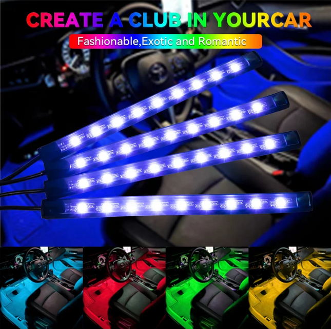 Neon 36 48 72 LED Car Interior Ambient Foot Light Wireless Remote Music APP Control Auto RGB Atmosphere Decorative Lamp