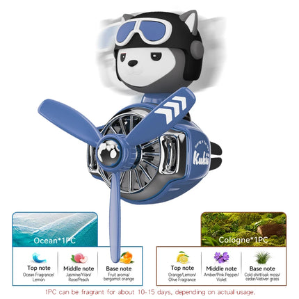 Head shaking rotating pilot bulldog bear car air fresheners vent accessories cool fun decor perfume fragrance aroma diffuser men