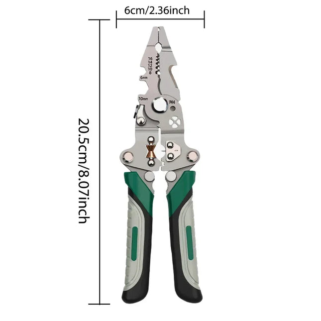 Foldable wire stripper, pulley design multi-function electrician wire splitter wire winding pliers crimping pliers hand tool