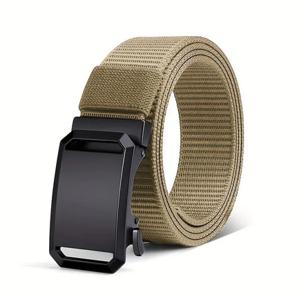 New Business Leisure Style Men's  Automatic Buckle Canvas Belt Durable Quick-Release Belt Outdoor Workwear Waist Belt ﻿