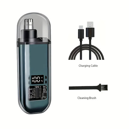 Portable Mini LED Display Nasal Hair Trimmer with Type-C Charging Versatile Compact Personal Grooming Tool