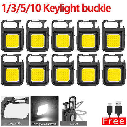 COB High Bright Portable Flashlight Multifunction Keychain Lamp Buit-in 500mAh Lithium Battery Waterproof Outdoor Torch Lantern