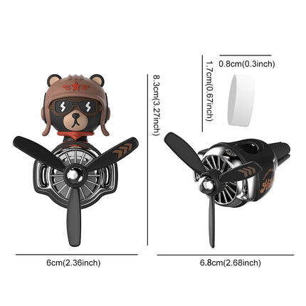 Head shaking rotating pilot bulldog bear car air fresheners vent accessories cool fun decor perfume fragrance aroma diffuser men