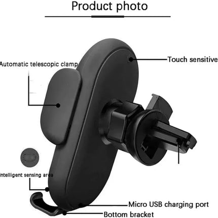 Infrared Induction Car Wireless Charger Stand Car Air Vent Clamp for iPhone 16~12 Pro Max Samsung Galaxy S25/S24 Fast Charging