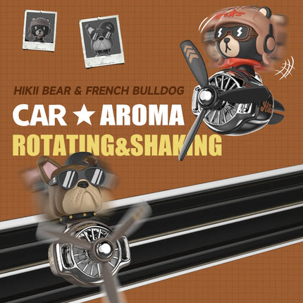 Head shaking rotating pilot bulldog bear car air fresheners vent accessories cool fun decor perfume fragrance aroma diffuser men