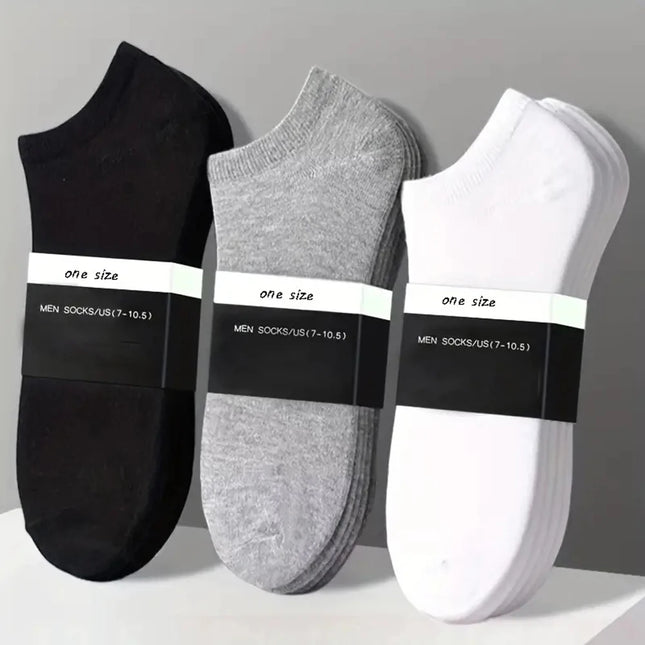 1/5/10 Pairs Comfortable Men's Women's Socks Casual Short Solid Color Spring Summer Boat Sock Fashionable Round Neck Ankle Socks
