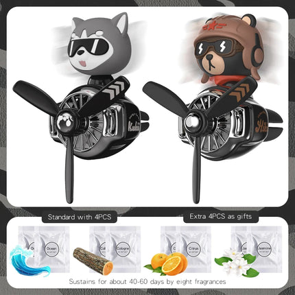 Head shaking rotating pilot bulldog bear car air fresheners vent accessories cool fun decor perfume fragrance aroma diffuser men