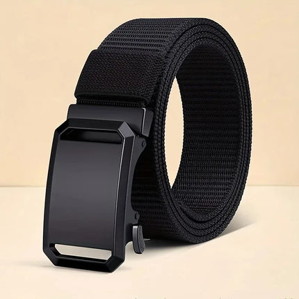 New Business Leisure Style Men's  Automatic Buckle Canvas Belt Durable Quick-Release Belt Outdoor Workwear Waist Belt ﻿