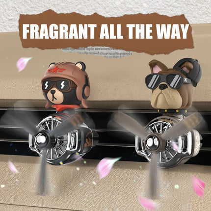Head shaking rotating pilot bulldog bear car air fresheners vent accessories cool fun decor perfume fragrance aroma diffuser men