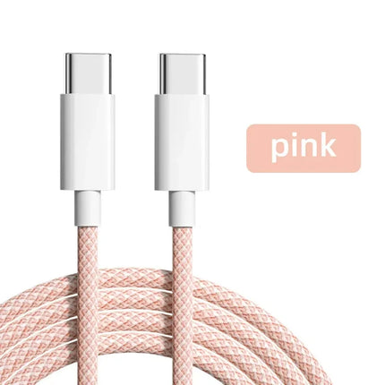 Usb C to Type C Fast Charging PD 60W Mobile Phone Date Cable For Iphone15 Android Samsung Huawei Type C Braided Charger Cable