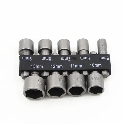 9pcs 5mm-13mm Hex Socket Set Nut Driver Screwdriver Bits Sleeve Nozzles Schroevendraaier Tools Socket Wrenches for DIY Repair