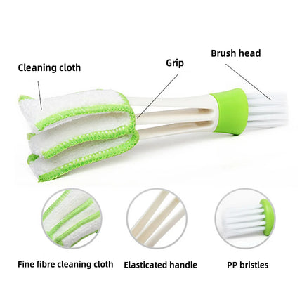 Multifunctional Car Air Vent Cleaner Mini Dual Head Microfiber Brush Air Vent Duster Cleaning Brush with Removable Cloth Cover