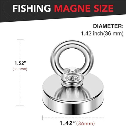 Super Strong Neodymium Fishing Magnet Hooks N52 Heavy Duty Magnet with Countersunk Hole Eyebolt Salvage Searcher Magnets