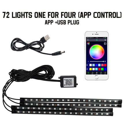 Neon 36 48 72 LED Car Interior Ambient Foot Light Wireless Remote Music APP Control Auto RGB Atmosphere Decorative Lamp
