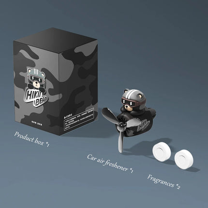 Pilot bear car ornaments vent clip decorations accessories interior rotating plane air fresheners perfume diffuser dashboard men