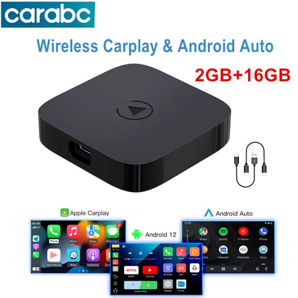 CARABC Wireless CarPlay Android Auto Car AI Box Adapter 2GB+16GB for All OEM Wired CarPlay Smart Youtube Netflix TV Car Playback