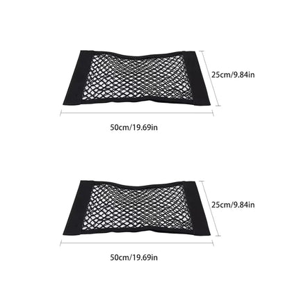 Car Storage Net Stretchable Mesh Pocket Net Magic Elastic Sticker Universal Rear Mesh Trunk Seat Bag Pocket Cage Auto Organizer