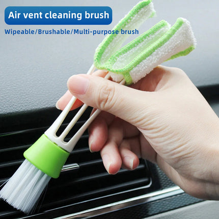 Multifunctional Car Air Vent Cleaner Mini Dual Head Microfiber Brush Air Vent Duster Cleaning Brush with Removable Cloth Cover