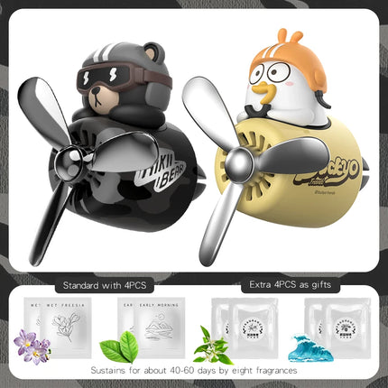 Pilot bear car ornaments vent clip decorations accessories interior rotating plane air fresheners perfume diffuser dashboard men
