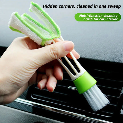 Multifunctional Car Air Vent Cleaner Mini Dual Head Microfiber Brush Air Vent Duster Cleaning Brush with Removable Cloth Cover