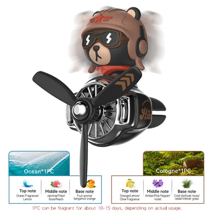 Head shaking rotating pilot bulldog bear car air fresheners vent accessories cool fun decor perfume fragrance aroma diffuser men