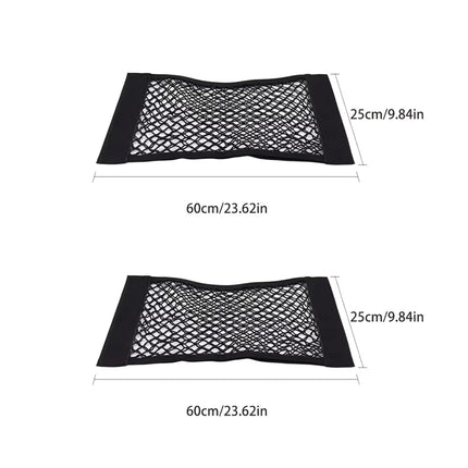 Car Storage Net Stretchable Mesh Pocket Net Magic Elastic Sticker Universal Rear Mesh Trunk Seat Bag Pocket Cage Auto Organizer