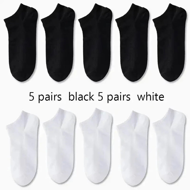1/5/10 Pairs Comfortable Men's Women's Socks Casual Short Solid Color Spring Summer Boat Sock Fashionable Round Neck Ankle Socks