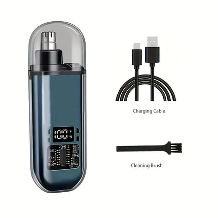 Portable Mini LED Display Nasal Hair Trimmer with Type-C Charging Versatile Compact Personal Grooming Tool