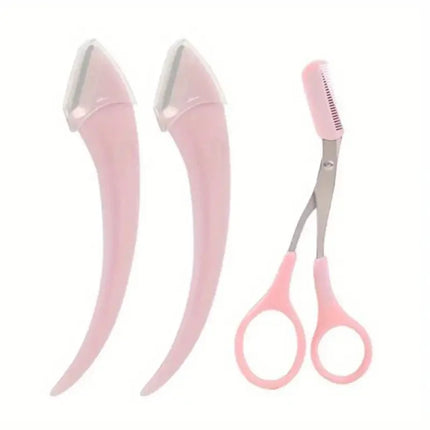 Eyebrow Trimmer Set, Curved Eyebrow Razor, Eyebrow Scissors With Comb, Convenient Easy Beauty Tools For Beginners