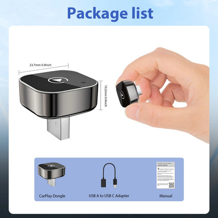 2026 Pionray 2 in 1 Wireless CarPlay Adapter&Android Auto Wireless Adapter, 5Ghz WiFi Type-C/USB Plug Play CarPlay Wireless