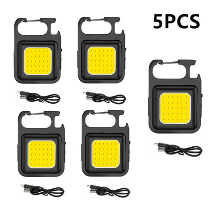 COB High Bright Portable Flashlight Multifunction Keychain Lamp Buit-in 500mAh Lithium Battery Waterproof Outdoor Torch Lantern