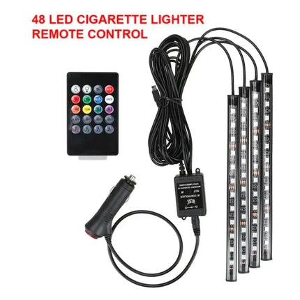 Neon 36 48 72 LED Car Interior Ambient Foot Light Wireless Remote Music APP Control Auto RGB Atmosphere Decorative Lamp