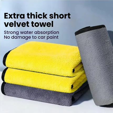 Car Microfiber Cleaning Towels Thicken Double Layer Soft Drying Cloth Towel Car Care Detailing Towel Wash Rags