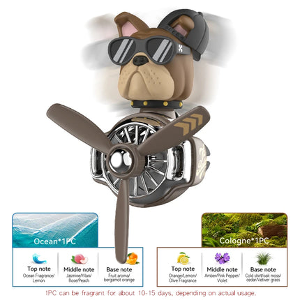 Head shaking rotating pilot bulldog bear car air fresheners vent accessories cool fun decor perfume fragrance aroma diffuser men