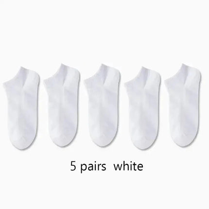 1/5/10 Pairs Comfortable Men's Women's Socks Casual Short Solid Color Spring Summer Boat Sock Fashionable Round Neck Ankle Socks