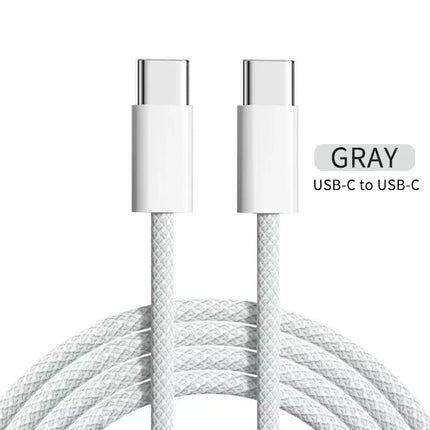 60W PD USB-C To Type C Cable for IPhone 15 16 Pro Fast Charging Wire for Huawei Xiaomi Samsung Colorful Weaving Data Cable Line