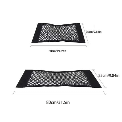 Car Storage Net Stretchable Mesh Pocket Net Magic Elastic Sticker Universal Rear Mesh Trunk Seat Bag Pocket Cage Auto Organizer